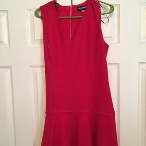 Pink wool sleeveless knee length dress